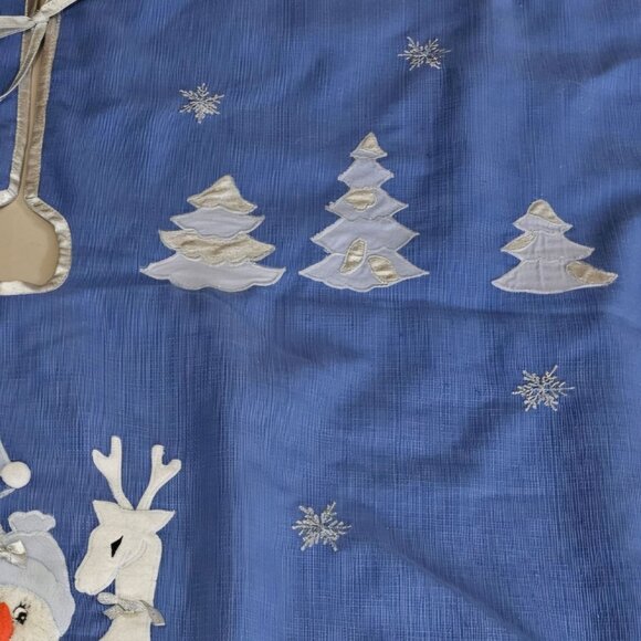 Snow Buddies Tree Skirt 1995 Christmas vtg Pottery Barn 40" blue holiday season - Picture 13 of 14